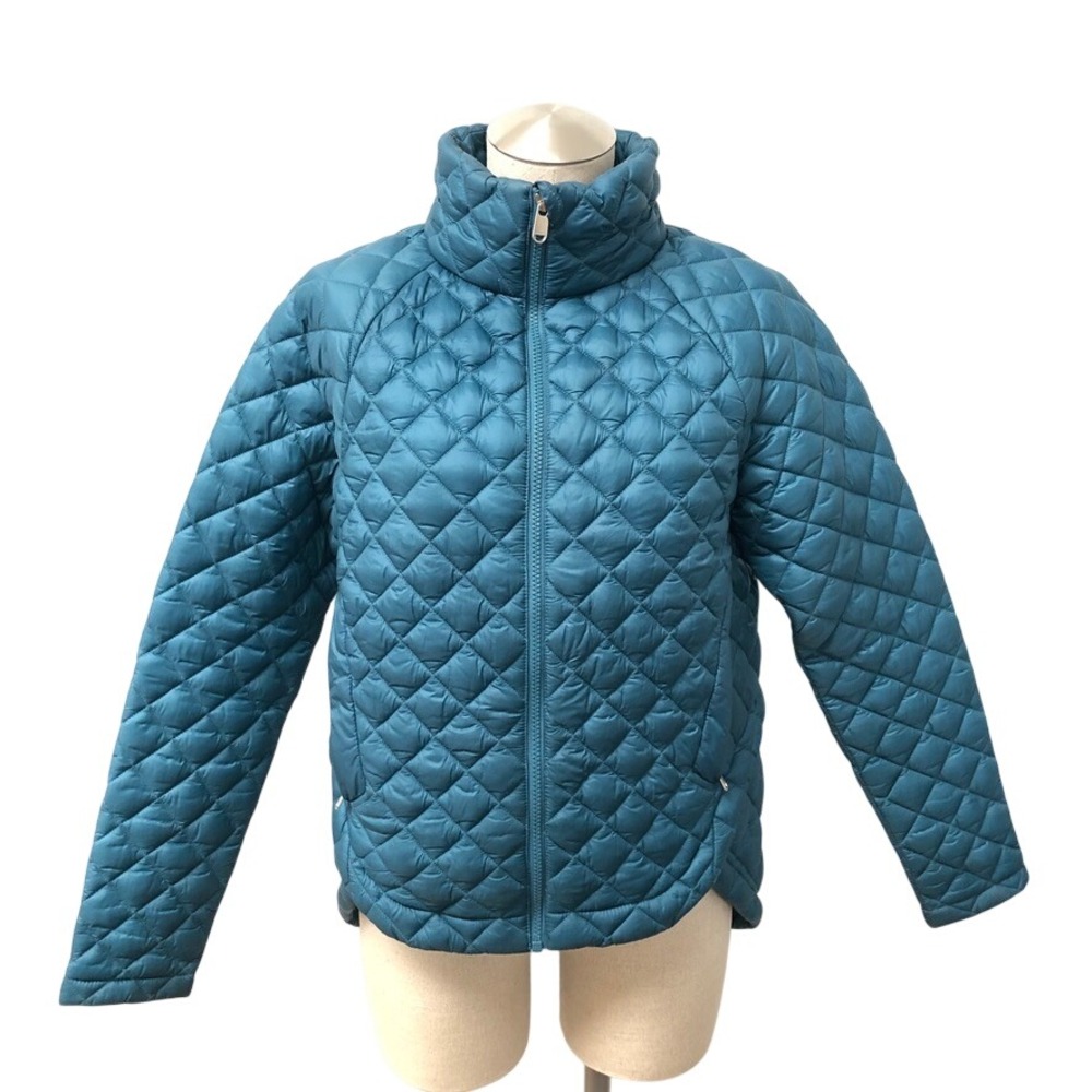 Athleta Whisper Featherless Jacket Womens XS Blue Quilted Full Zip Puffer